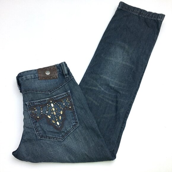 Antik Denim Men's Jeans Blackout Slight Bootcut Button Fly Stud Pockets 33x34 - Picture 13 of 13